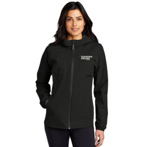 Diamond Drives Port Authority Ladies Essential Rain Jacket-Black