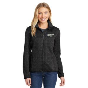 Diamond Drives Port Authority Ladies Sweater Fleece Jacket-Black Heather