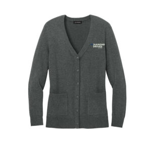 Diamond Drives Port Authority Women’s Easy Care Button-Up Cardigan Sweater-Charcoal Heather