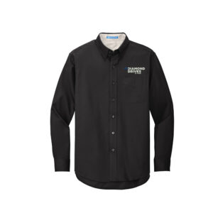 Diamond Drives Port Authority Tall Long Sleeve Easy Care Shirt Men-Black/Light Stone