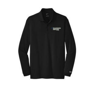 Diamond Drives Nike TALL Golf Long Sleeve Dri-Fit Stretch Tech Polo Men-Black