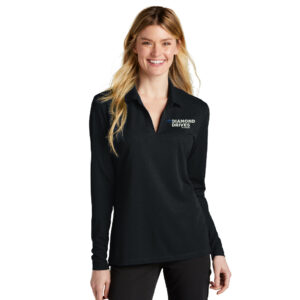 Diamond Drives Nike Ladies Dri-FIT Micro Pique 2.0 Long Sleeve Polo-Black