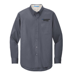 Diamond Drives Men Port Authority Long Sleeve Easy Care Shirt-Steel Grey