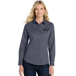 Diamond Drives Port Authority Ladies Long Sleeve Easy Care Shirt-Steel Grey