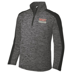 DW Track Field Sport-Tek YOUTH PosiCharge Electric Heather Colorblock 1/4 Zip-Grey Black Electric/Black