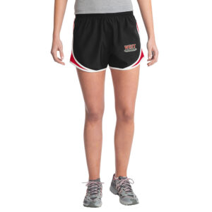 DW Track Field Sport Tek Ladies Cadence Short-Black/Red