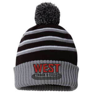 DW Track Field Richardson Striped Beanie with Cuff  Pom-Black/Grey/White