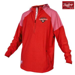 EA Baseball Rawlings Colorsync Long Sleeve 1/2 zip hooded  BP Jacket Men-Scarlet (S, L only)