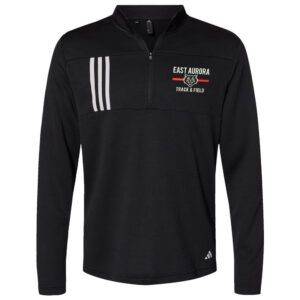 EA Track Field Men Adidas 3-Stripes Double Knit 1/4 zip pullover-Black/Grey