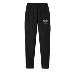 EA Track Field Sport-Tek Men Tapered leg color block Travel Pant with side pockets-Black/Black