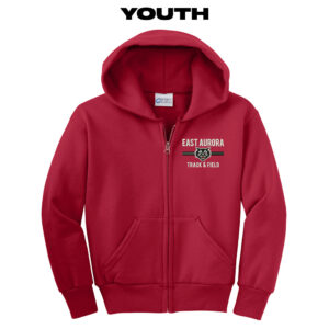 EA Track Field Youth Core Fleece Full Zip Hooded Sweatshirt-Red