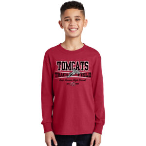 EA Track Field Youth Long Sleeve Cotton Tee-Red