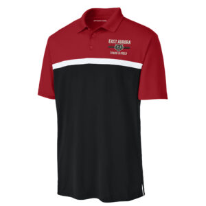 EA Track Field Sport-Tek Men UV Micropique Colorblock Polo-Deep Red/Black/White