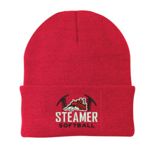 Steamer Softball Knit Cap with cuff-Athletic Red