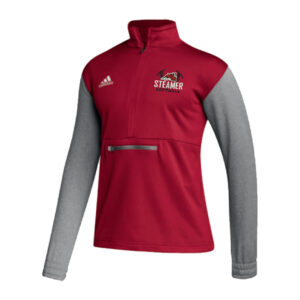 Steamer Softball Adidas Men Team Issue color block 1/4 zip pullover -Power Red/Grey (S, M, L, 4X, 5X)