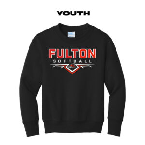 Steamer Softball Youth Fleece Crewneck Sweatshirt-Black