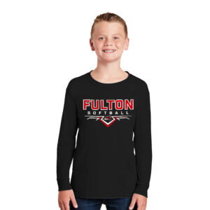 Steamer Softball Youth Cotton Long Sleeve Tee-Black