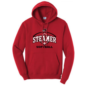 Steamer Softball Unisex Fleece Hooded Sweatshirt-Red