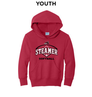 Steamer Softball Youth Fleece Hooded Sweatshirt-Red