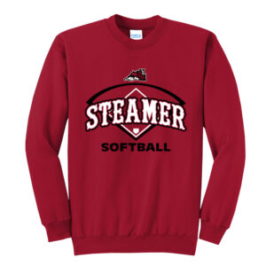 Steamer Softball Unisex Fleece Crewneck Sweatshirt-Red