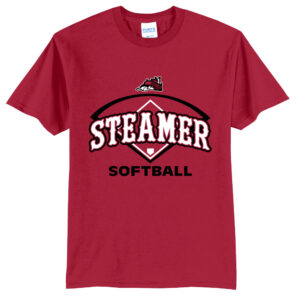 Steamer Softball Unisex Short Sleeve Tee-Red