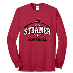 Steamer Softball Unisex Cotton Long Sleeve Tee-Red