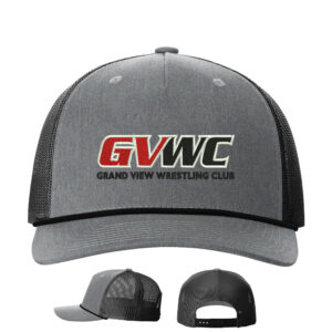 GVWC Richardson Five Panel Trucker mesh snap back cap with ROPE-Heather Grey/Black