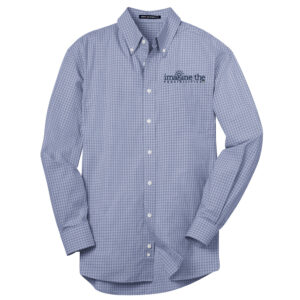 ITP March Port Authority Plaid Pattern Easy Care Shirt Men-Navy
