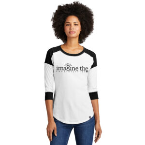 ITP March New Era Ladies Heritage Blend 3/4-Sleeve Baseball Raglan Tee-Black/White
