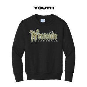 IC West Trojan BB Club Youth Fleece Crewneck Sweatshirt-Black