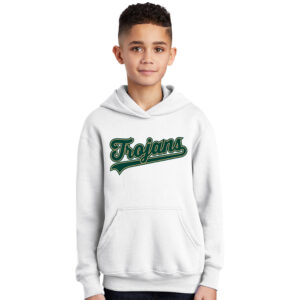 IC West Trojan BB Club Youth Fleece Hooded Sweatshirt-White