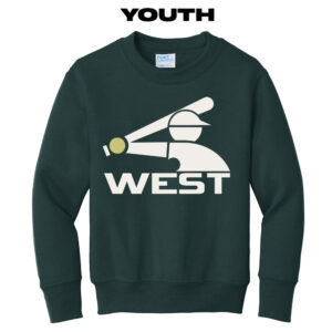 IC West Trojan BB Club Youth Fleece Crewneck-Dark Green