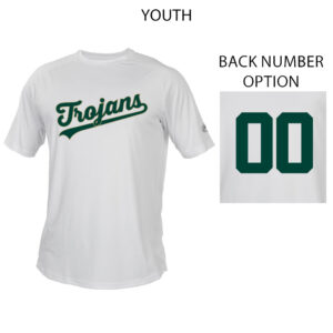 IC West Trojan BB Club Rawlings YOUTH Crew Neck Tech Tee-White (YS, YL, YXL only)