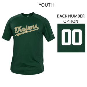 IC West Trojan BB Club Rawlings YOUTH Crew Neck Tech Tee-Dark Green