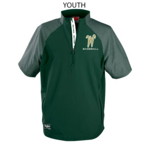 IC West Trojan BB Club Rawlings YOUTH Colrsync Short Sleeve Batting Cage Jacket -Dark Green