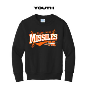 Milledgeville Softball Youth Fleece Crewneck Sweatshirt-Black