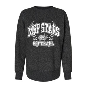 MSP Stars LAT Women’s Weekend Fleece Crewneck Sweatshirt-Black Leopard