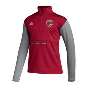 Maq Soccer Adidas Team Issue color block 1/4 zip pullover -Power Red/Grey