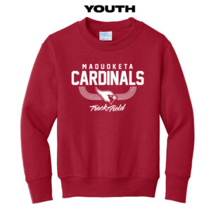 Maq Track Field Youth Fleece Crewneck Sweatshirt-Red