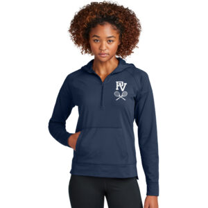 PV Girls Tennis Sport-Tek Ladies Sport-Wick Stretch 1/2-Zip Hoodie-Navy