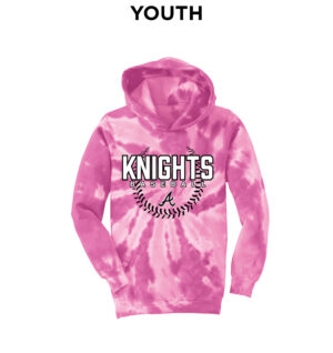 Knights Baseball Youth Essential Tie-Dye Pullover Hooded Sweatshirt- Pink