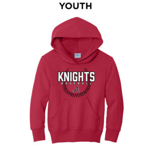 Knights Baseball Youth Hooded Sweatshirt-Red