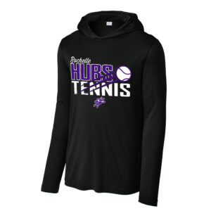 Hubs Tennis Sport-Tek Men Posi-UV Pro Long Sleeve Hoodie Tee-Black