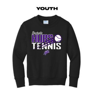 Hubs Tennis Youth Fleece Crewneck Sweatshirt-Black