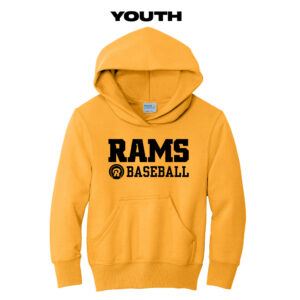 Rams Baseball Youth Fleece Hooded Sweatshirt-Gold