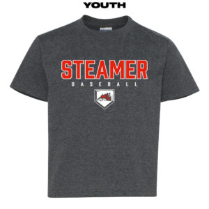 Steamer Baseball Youth Short Sleeve Tee-Black Heather