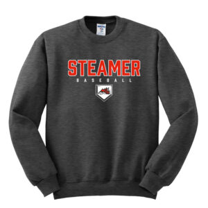 Steamer Baseball Unisex Core Fleece Crewneck Sweatshirt-Black Heather