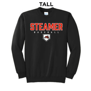 Steamer Baseball Tall Core Fleece Crewneck Sweatshirt-Black