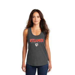 Steamer Baseball District Made Ladies Perfect Tri Racerback Tank-Black Frost