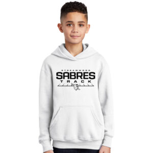 Streamwood Track and Field Youth Fleece Hooded Sweatshirt-White